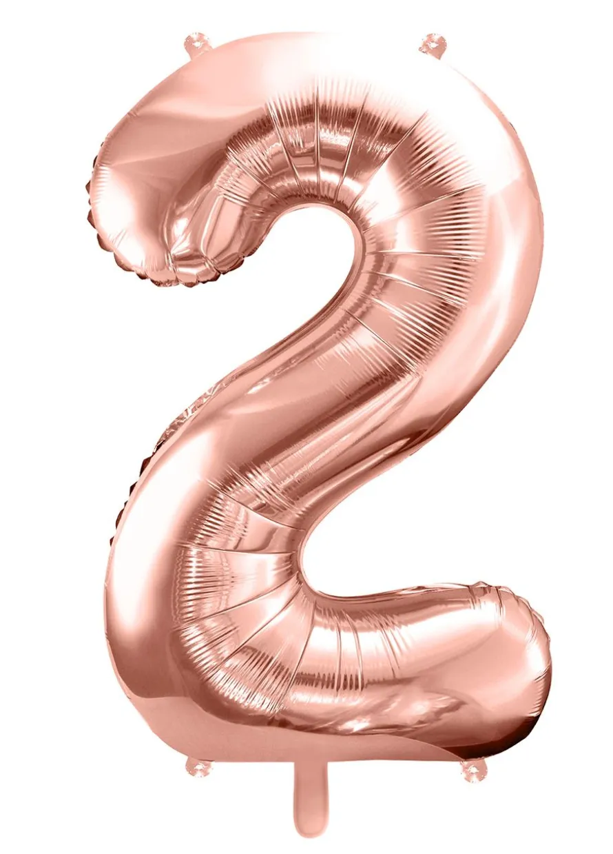 Balon CYFRA 2 różowe złoto 86 cm