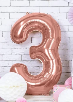 Balon CYFRA 3 różowe złoto 86cm