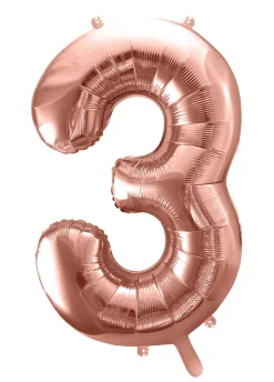 Balon CYFRA 3 różowe złoto 86cm