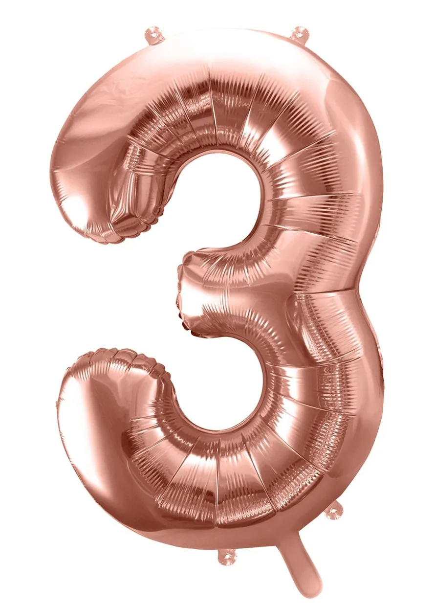 Balon CYFRA 3 różowe złoto 86cm