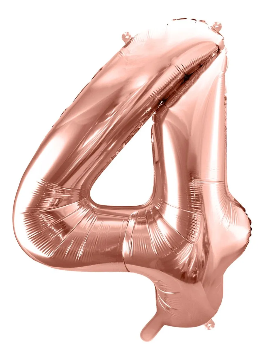 Balon CYFRA 4 różowe złoto 86 cm