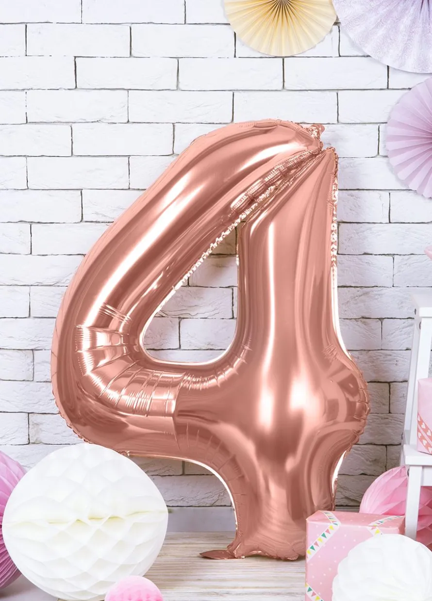 Balon CYFRA 4 różowe złoto 86 cm