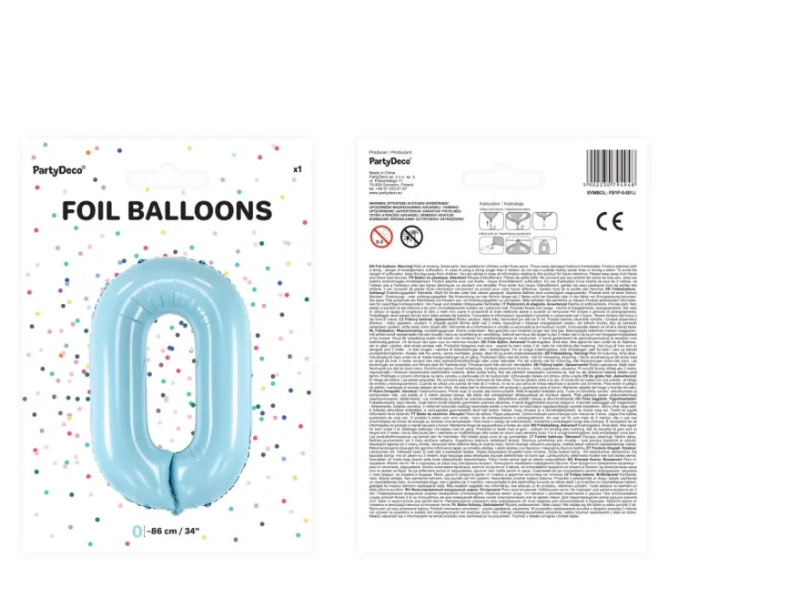 Balon foliowy CYFRA 0 niebieski 86cm