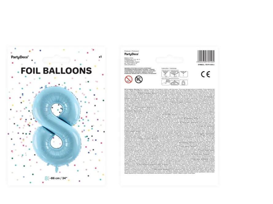 Balon foliowy CYFRA 8 niebieski 86cm