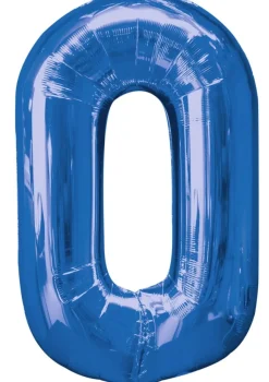 Balon foliowy CYFRA 0 niebieski 85cm