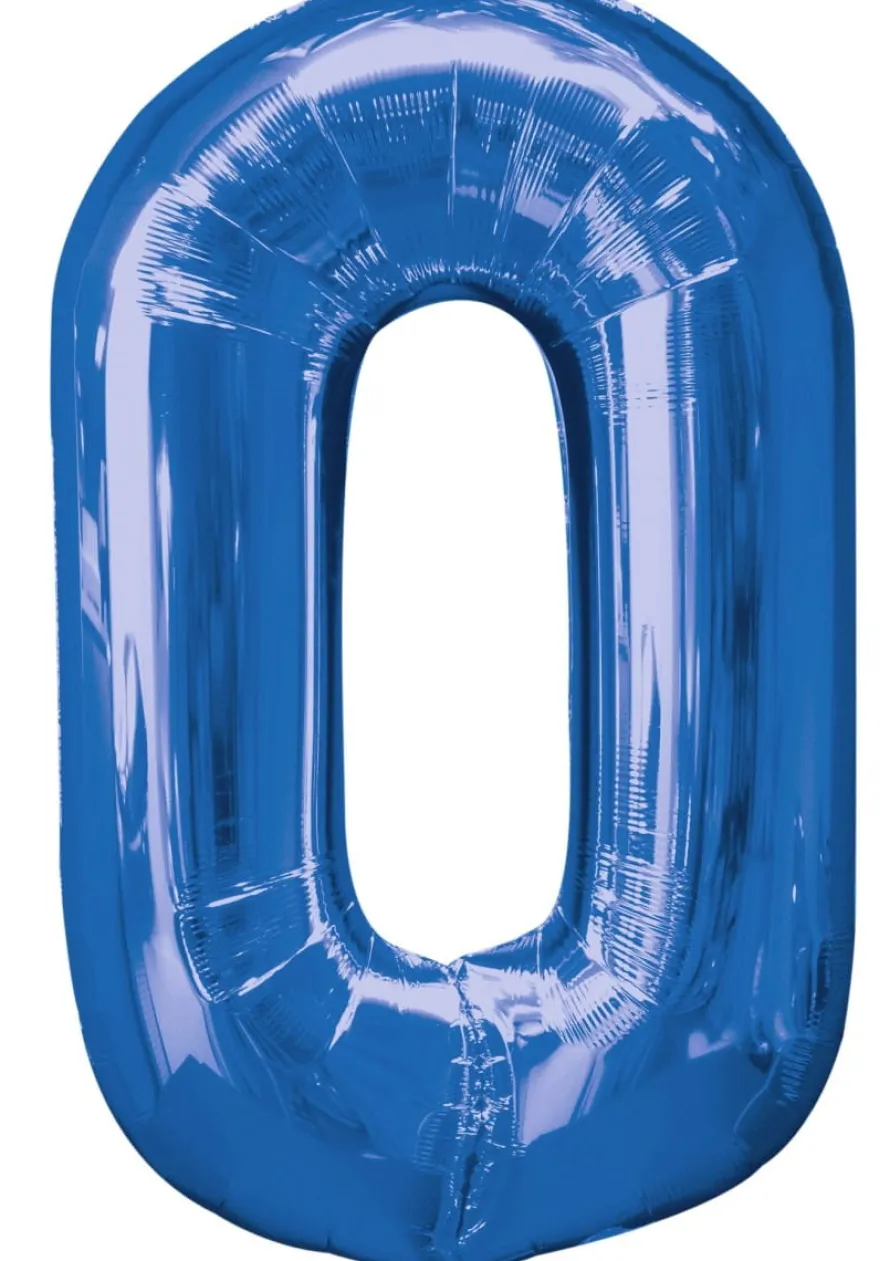 Balon foliowy CYFRA 0 niebieski 85cm