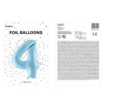 Balon foliowy CYFRA 4 niebieski 86cm