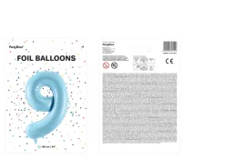 Balon foliowy CYFRA 9 niebieski 86cm