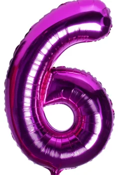 Balon foliowy CYFRA 6 rożowy 100cm