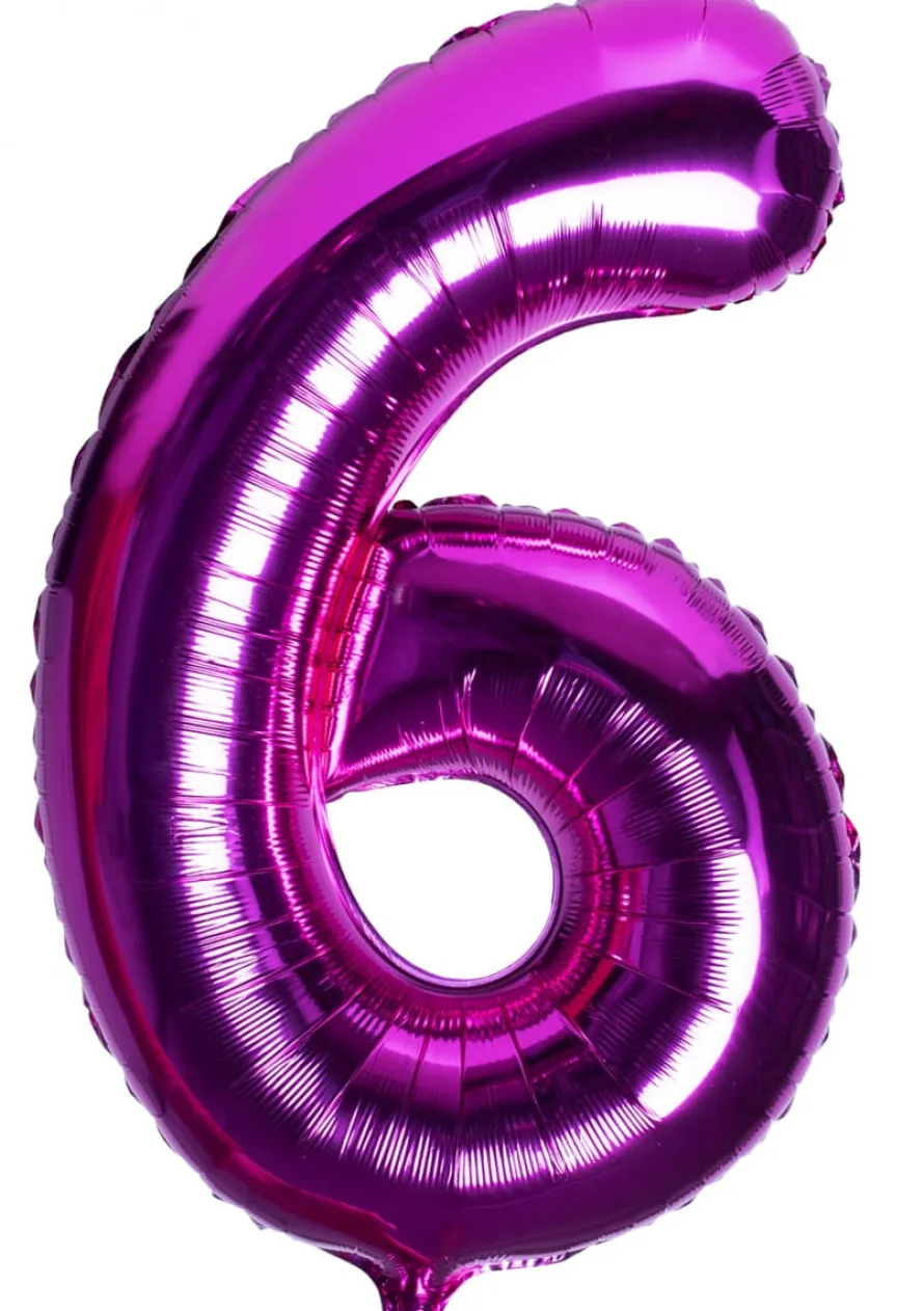 Balon foliowy CYFRA 6 rożowy 100cm