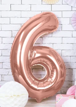 Balon foliowy CYFRA 6 różowe złoto 86 cm