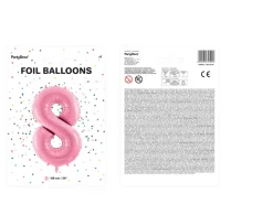Balon foliowy CYFRA 8 różowy 86cm