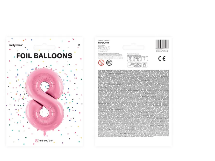 Balon foliowy CYFRA 8 różowy 86cm