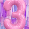 Balon foliowy CYFRA 3 różowy 86cm
