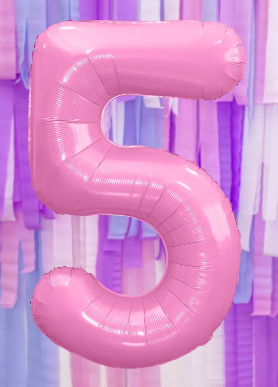 Balon foliowy CYFRA 5 różowy 86cm