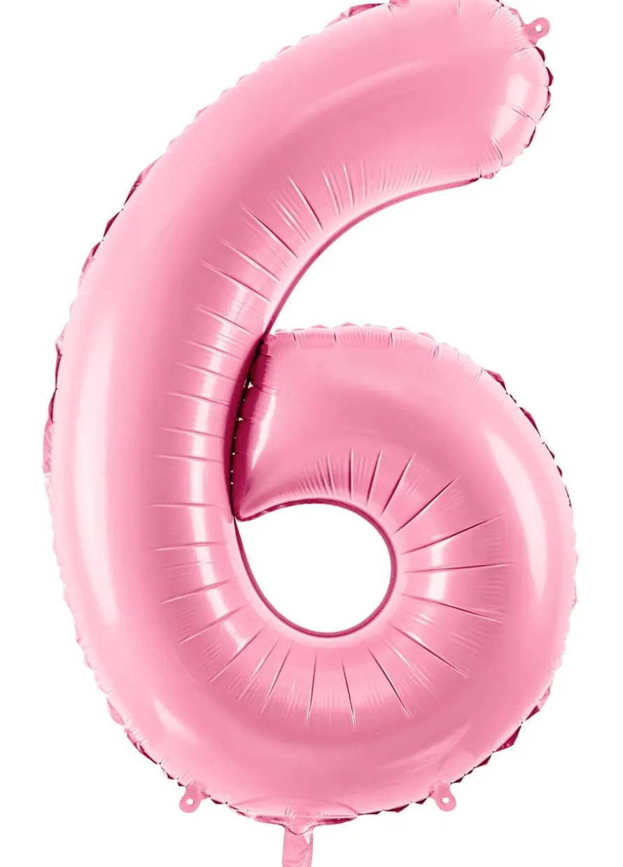 Balon foliowy CYFRA 6 różowy 86cm