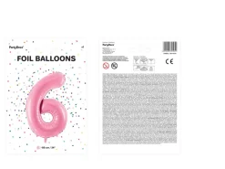 Balon foliowy CYFRA 6 różowy 86cm