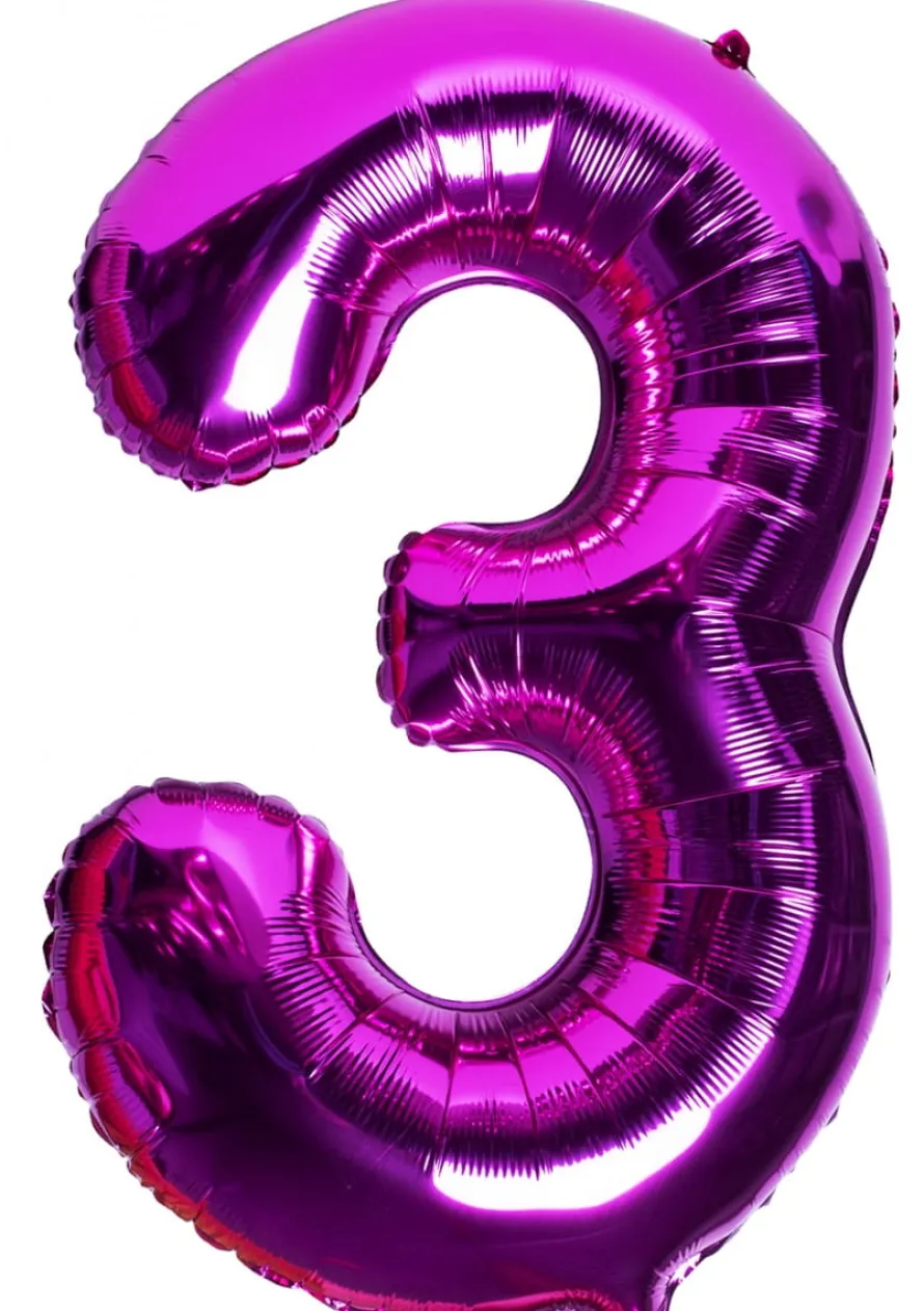 Balon foliowy CYFRA 3 różowy 100cm