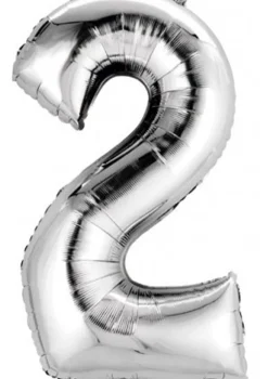 Balon foliowy CYFRA 2 srebrny 85cm