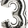 Balon foliowy CYFRA 3 srebrny 85cm