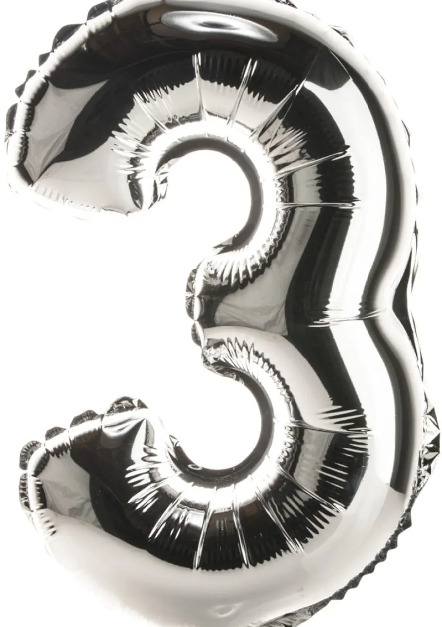 Balon foliowy CYFRA 3 srebrny 85cm
