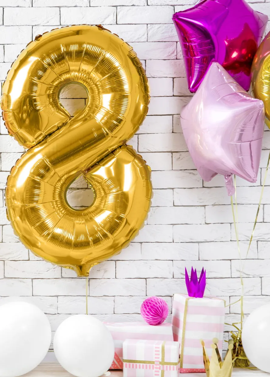 Balon foliowy CYFRA 8 złoty 86cm