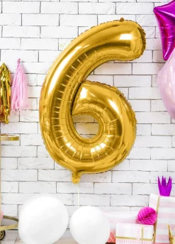 Balon foliowy CYFRA 6 złoty 86cm