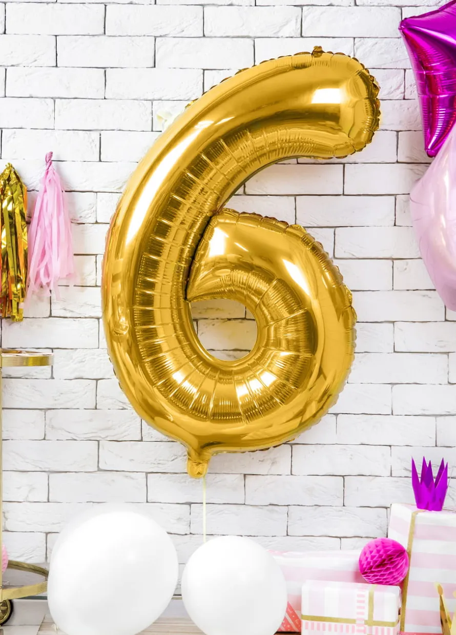 Balon foliowy CYFRA 6 złoty 86cm