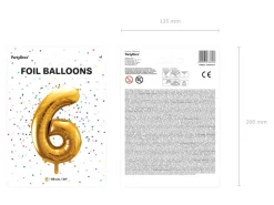 Balon foliowy CYFRA 6 złoty 86cm