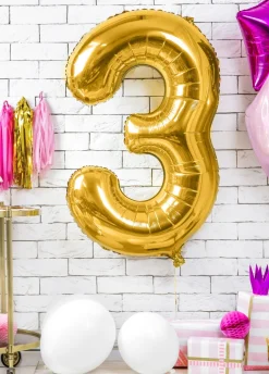 Balon foliowy CYFRA 3 złoty 86cm