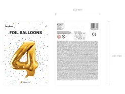 Balon foliowy CYFRA 4 złoty 86cm