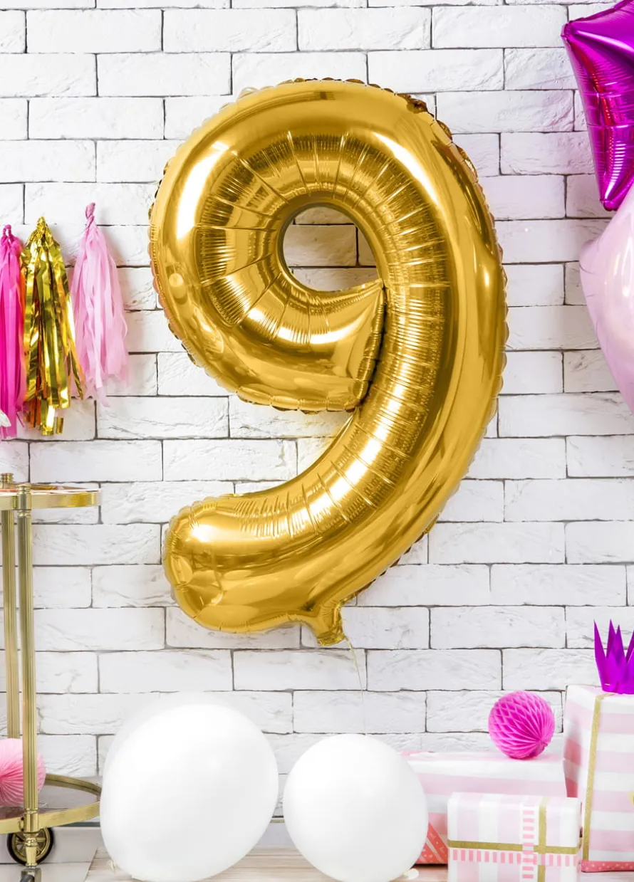 Balon foliowy CYFRA 9 złoty 86cm