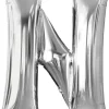 Balon foliowy LITERKA N srebrny 80cm
