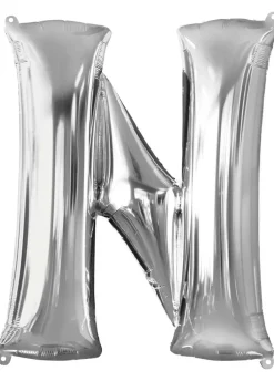 Balon foliowy LITERKA N srebrny 80cm