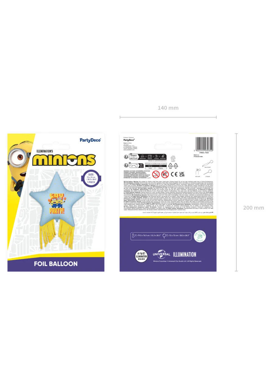 Balon foliowy MINIONKI gwiazda z frędzlami