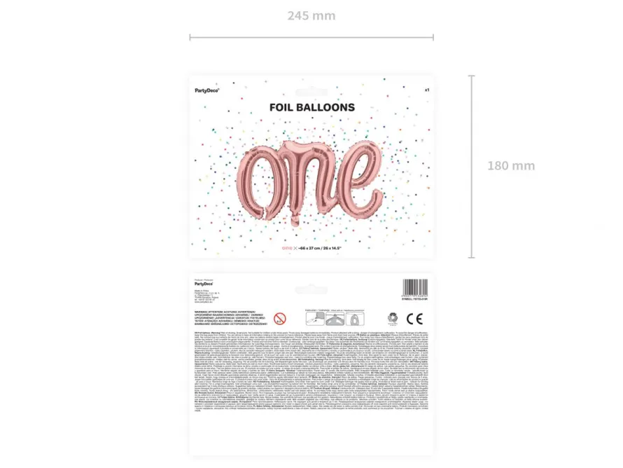 Balon foliowy napis ONE różowe złoto 66x37cm