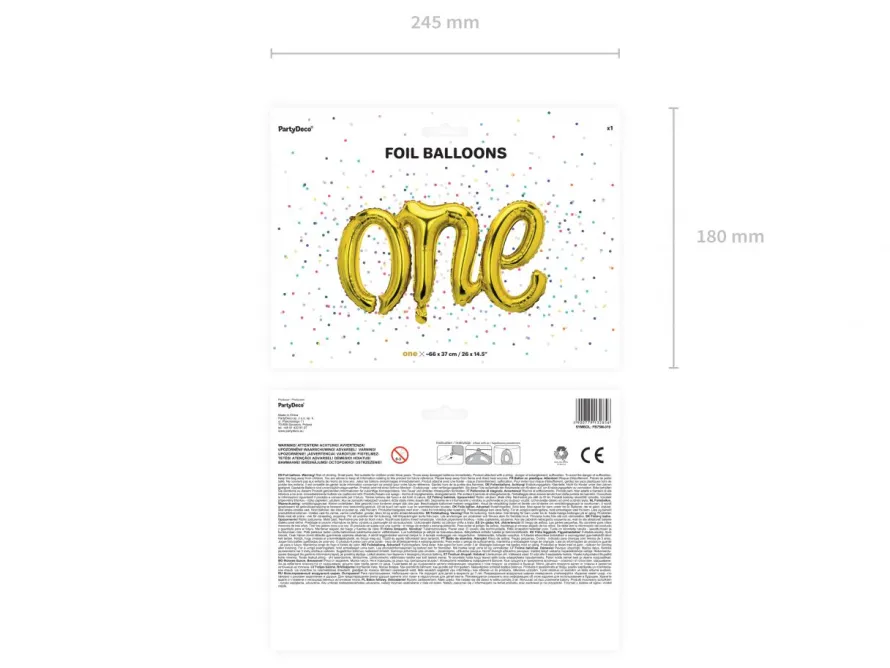 Balon foliowy napis ONE złoty 66x37cm