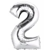 Balon foliowy na powietrze CYFRA 2 srebrny 40cm