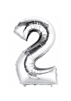Balon foliowy na powietrze CYFRA 2 srebrny 40cm