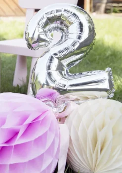 Balon foliowy na powietrze CYFRA 2 srebrny 40cm