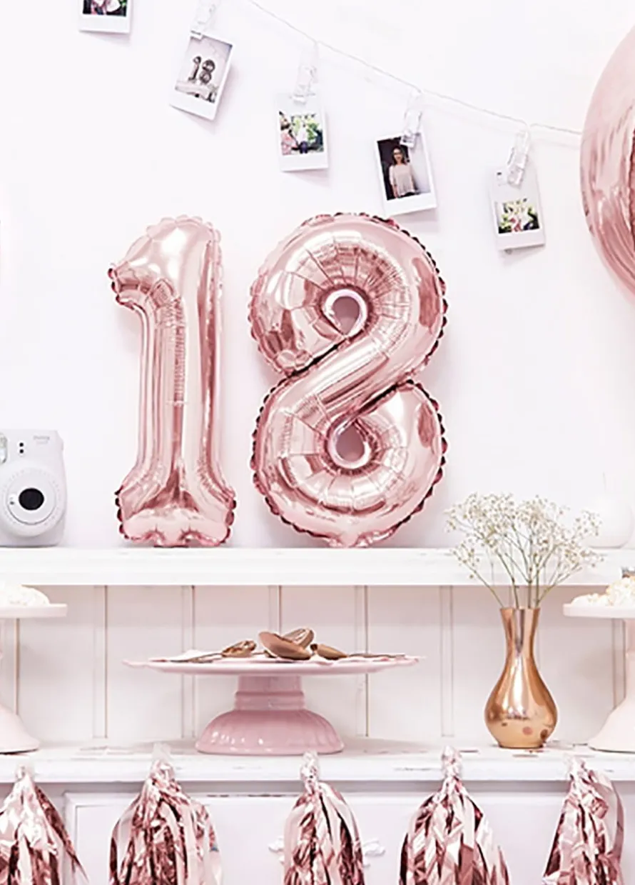 Balon foliowy na powietrze CYFRA 8 rose gold