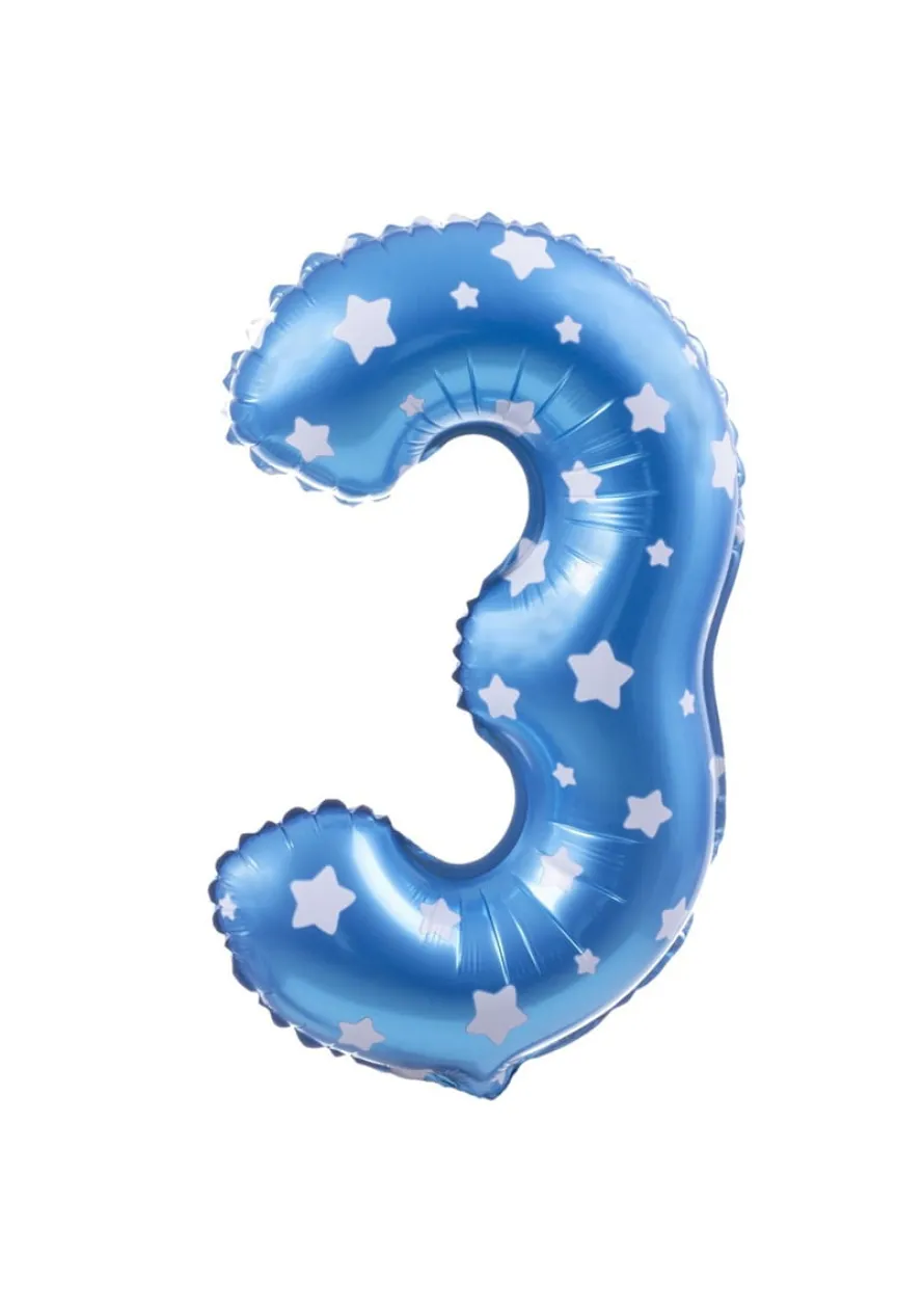 Balon foliowy na powietrze CYFRA 3 błękitny 40cm