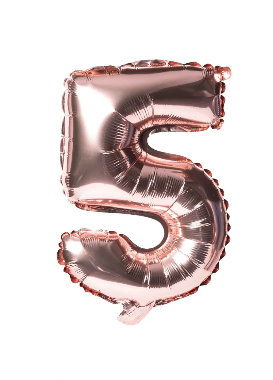 Balon foliowy na powietrze CYFRA 5 rose gold