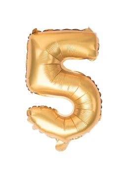 Balon foliowy na powietrze CYFRA 5 złoty 40cm