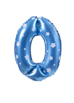 Balon foliowy na powietrze CYFRA 0 błękitny 40cm