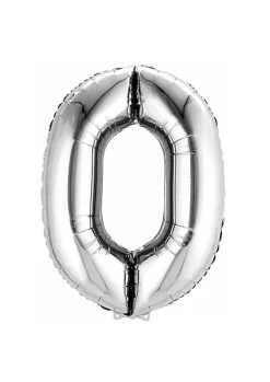 Balon foliowy na powietrze CYFRA 0 srebrny 40cm
