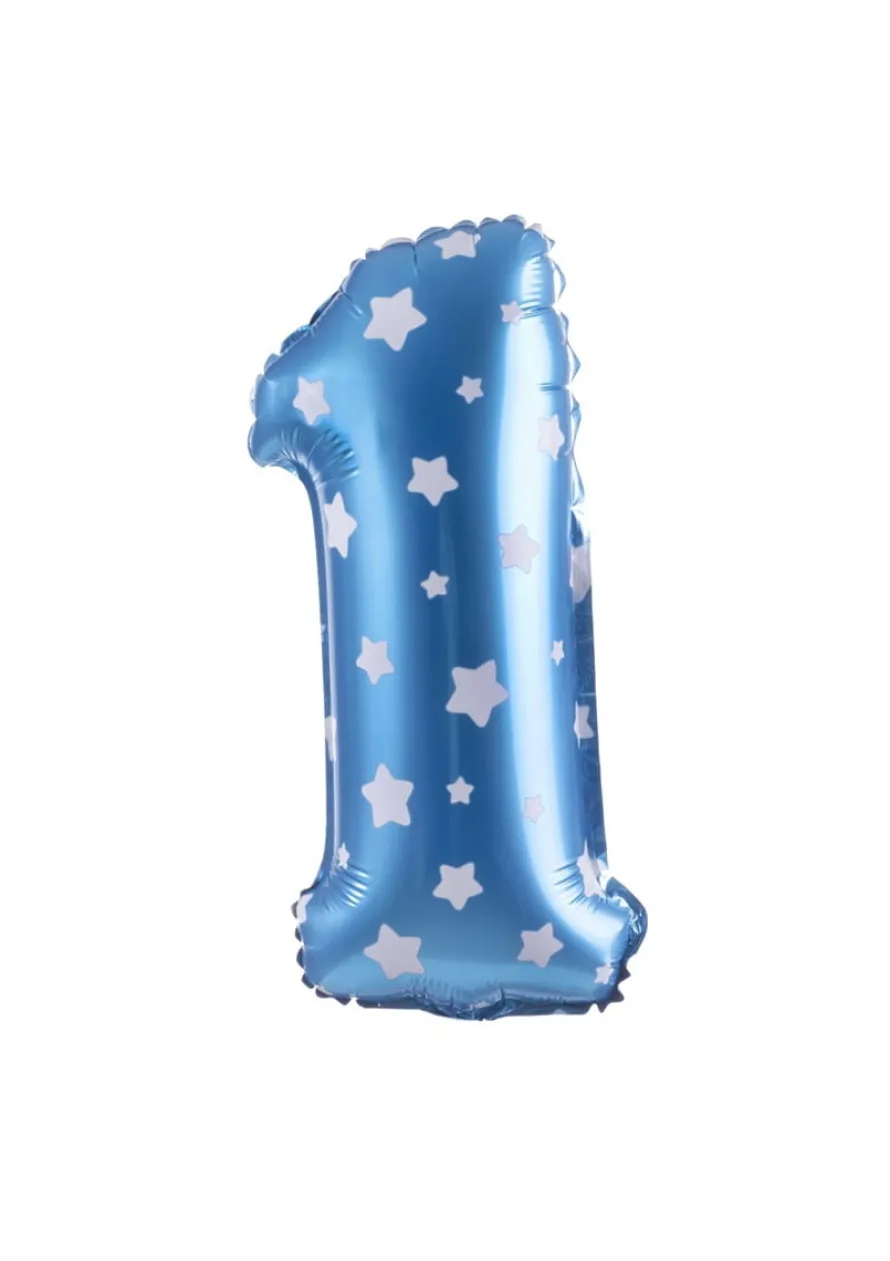 Balon foliowy na powietrze CYFRA 1 błękitny 40cm