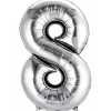 Balon foliowy na powietrze CYFRA 8 srebrny 40cm