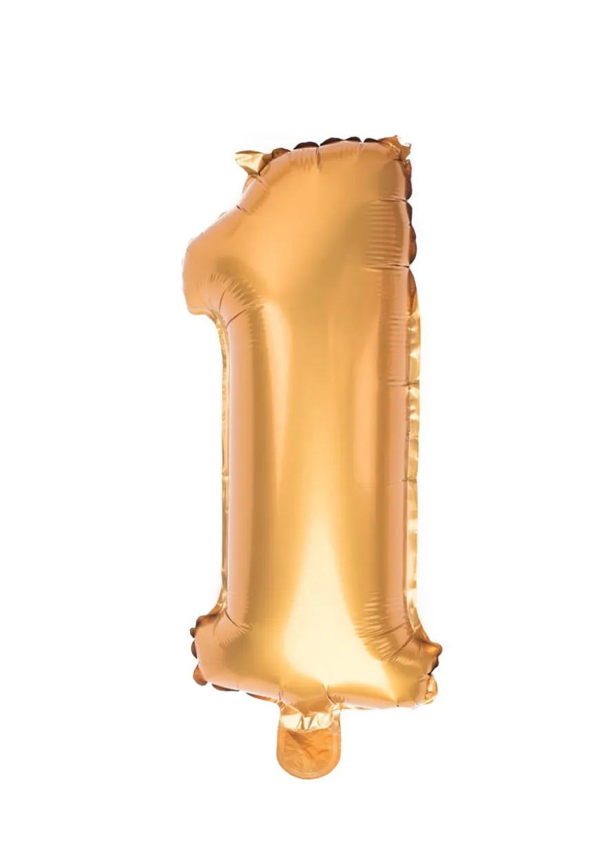 Balon foliowy na powietrze CYFRA 1 złoty 40cm