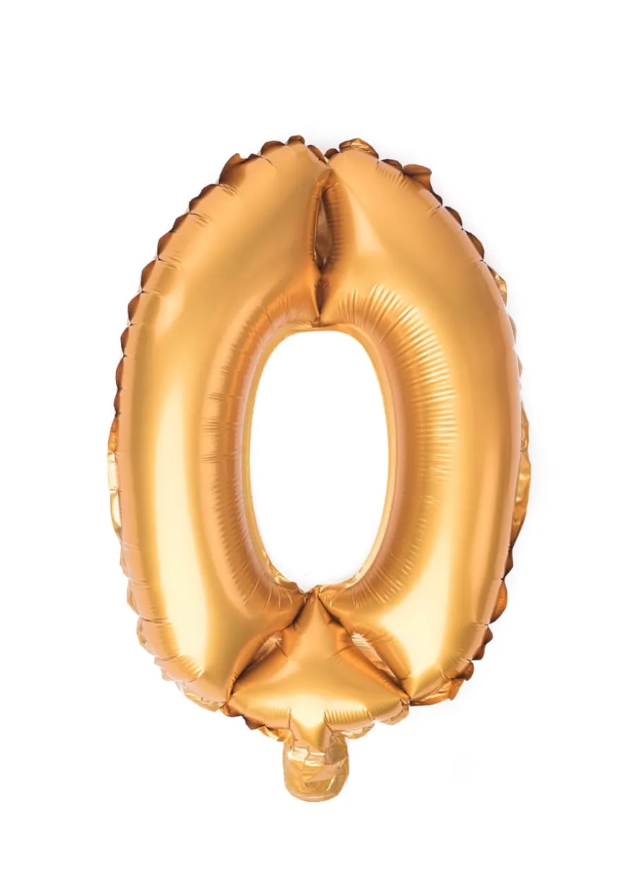 Balon foliowy na powietrze CYFRA 0 złoty 40cm